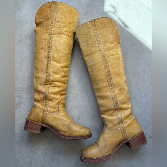 FRYE ๐บ๐ธ Campus Banana Vintage OTK Tall Boots Size 10 - Picture 16 of 16